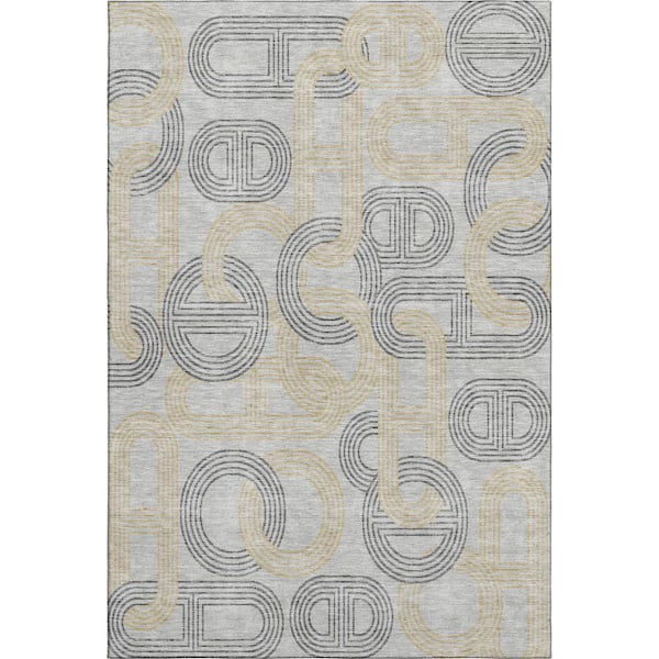 Addison Rugs Mayfield Premium Machine Washable Abstract AMF967 Gray 5 ft. x 7 ft. 6 in. Area Rug