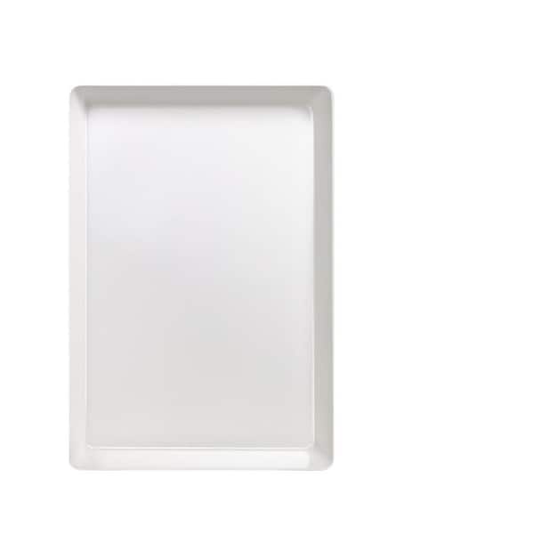 16 in. x 11 in. White Plastic Rectangular Platter (Set of 4), Reusable Serving Platters for Party Food Display