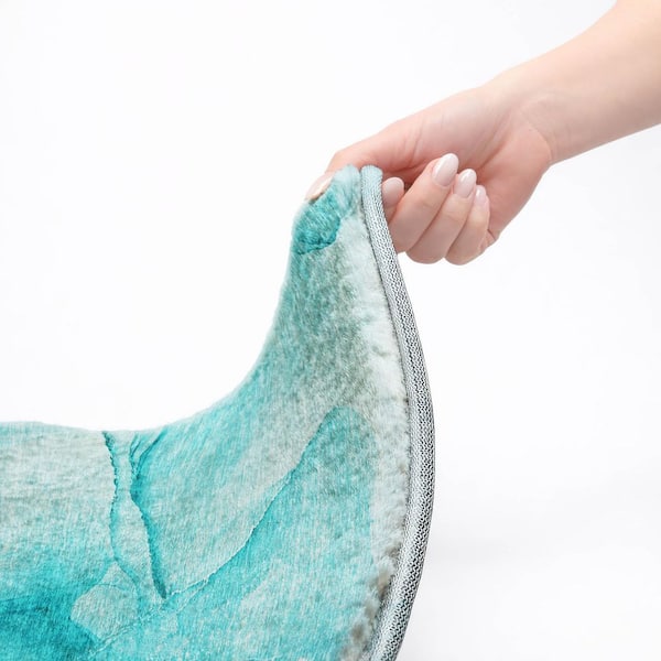 Dream Shag Premium Machine Washable Abstract ADS507 Teal 8 ft. x 10 ft. Area Rug