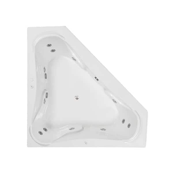 Comfortflo 72 in. x 72 in. Acrylic Corner Drop-in Whirlpool Bathtub with Center Drain in White