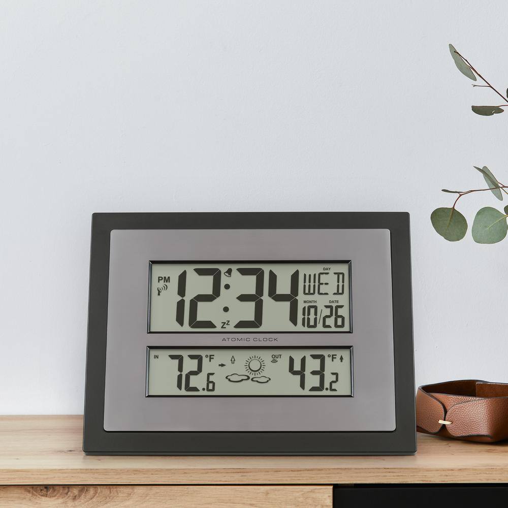 Black Atomic Digital Wall Clock with Large Display