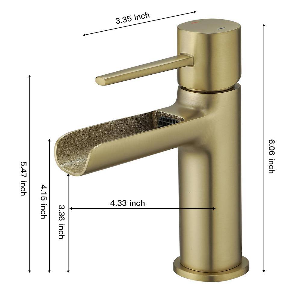 BWE Waterfall Single Handle Single Hole Bathroom Faucet Bathroom Drip-Free Lavatory RV Sink Faucet