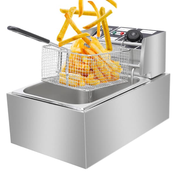 Oukaning 12L Electric Countertop Deep Fryer Commercial Basket French Fry Restaurant 5000W, Size: One size, Silver