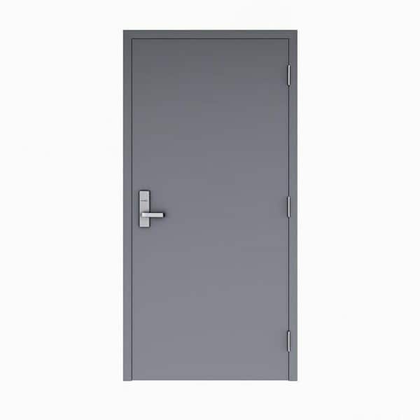 Flush Doors Series 36 in. x 80 in. Right-Handed Stainless Steel Finish Metal Commercial Door Kit w/ Frame and Hardware