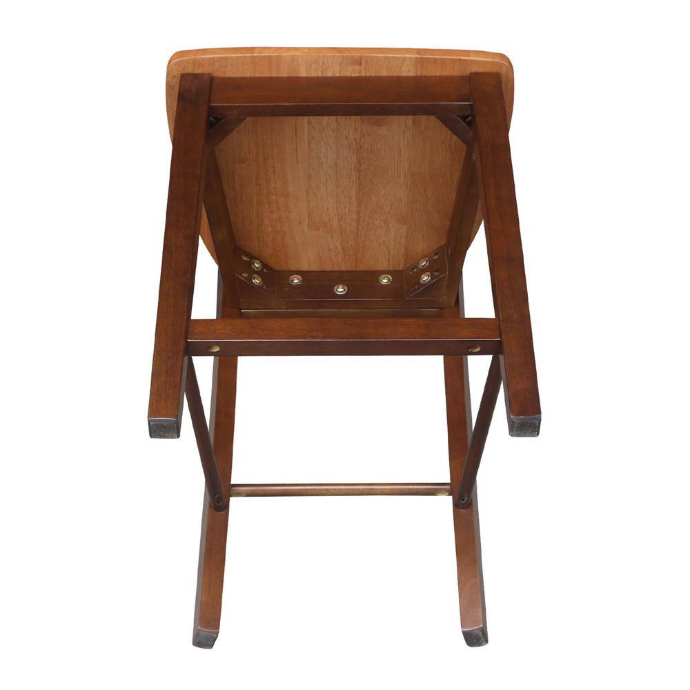 Contemporary Madrid 24" Solid Parawood Counter Stool in Cinnamon/Espresso
