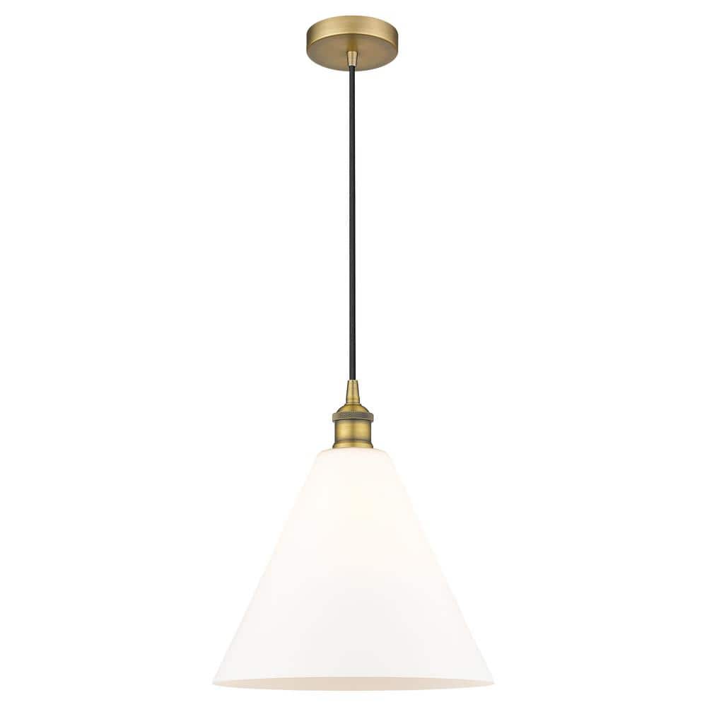 Edison Glass Cone 60-Watt 1-Light Brushed Brass Standard Mini Pendant Light with Painted Glass Shade, No Bulbs Included price history on PriceWatchPro