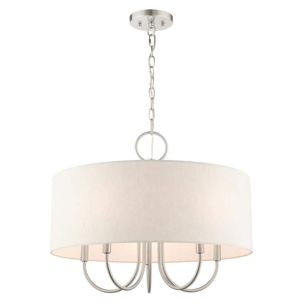 Mini Drum 5-Light Brushed Nickel Pendant Chandelier