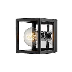 5.75 in. Matte Black and Chrome Sconce