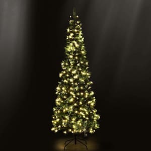 6.5 ft. Pre-Lit Hinged Artificial Christmas Tree with 250 Warm White Lights