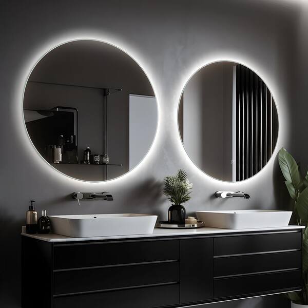 Round Wall-Mounted  LED Lighted Illuminated Bathroom Vanity