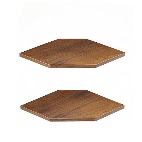 16.7 in. W x 13.3 in. D Rust Brown Corner Shelf Wall Mounted with Wire Hole, Wood Hanging Decorative Wall Shelf
