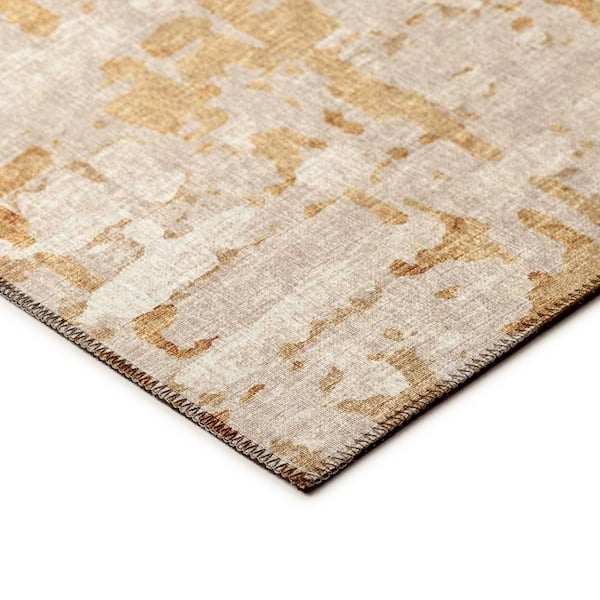 Bravado Beige 8 ft. x 8 ft. Geometric Indoor/Outdoor Washable Area Rug