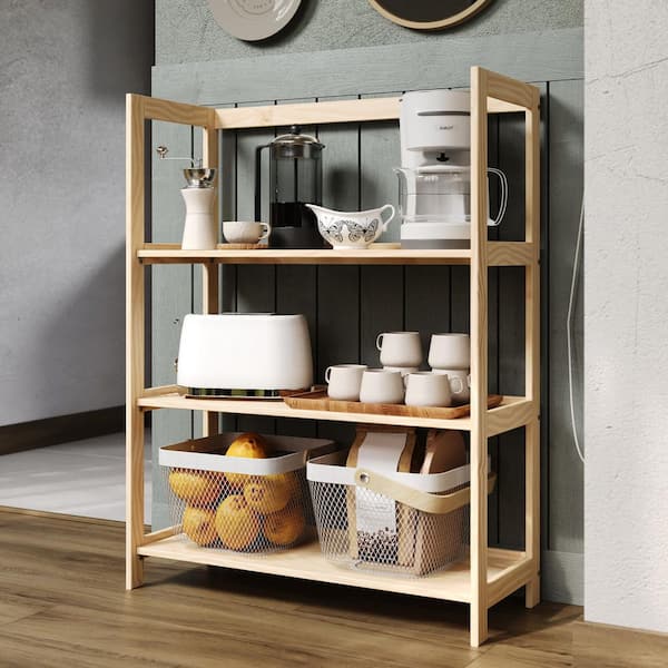 Jela-USA Jela Solid Wood 3-Shelf Unassembled Pantry Shelving