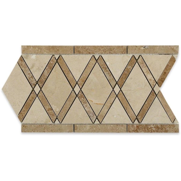Ivy Hill Tile Grand Crema Marfil Noce Border 6 in. x 12 in. x 10 mm Polished Marble Floor and Wall Tile