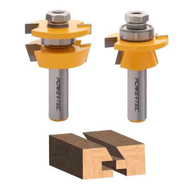 1-5/8 in. Dia. Cabinet Door Rail & Stile Tungsten Carbide Router Bit Set, Shaker Profile, 1/2 in. Shank (2-Piece)