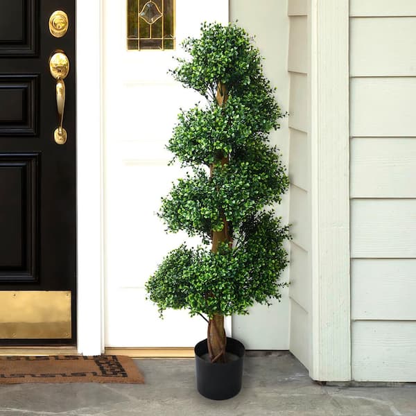 Pure Garden 48 in. Artificial Boxwood Spiral Tree