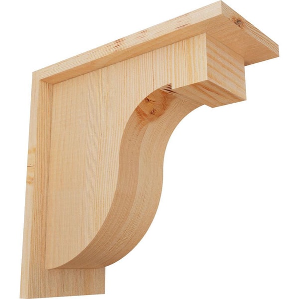 Ekena Millwork 5-1/2 in. x 12 in. x 12 in. Douglas Fir Del Monte Smooth Corbel with Backplate