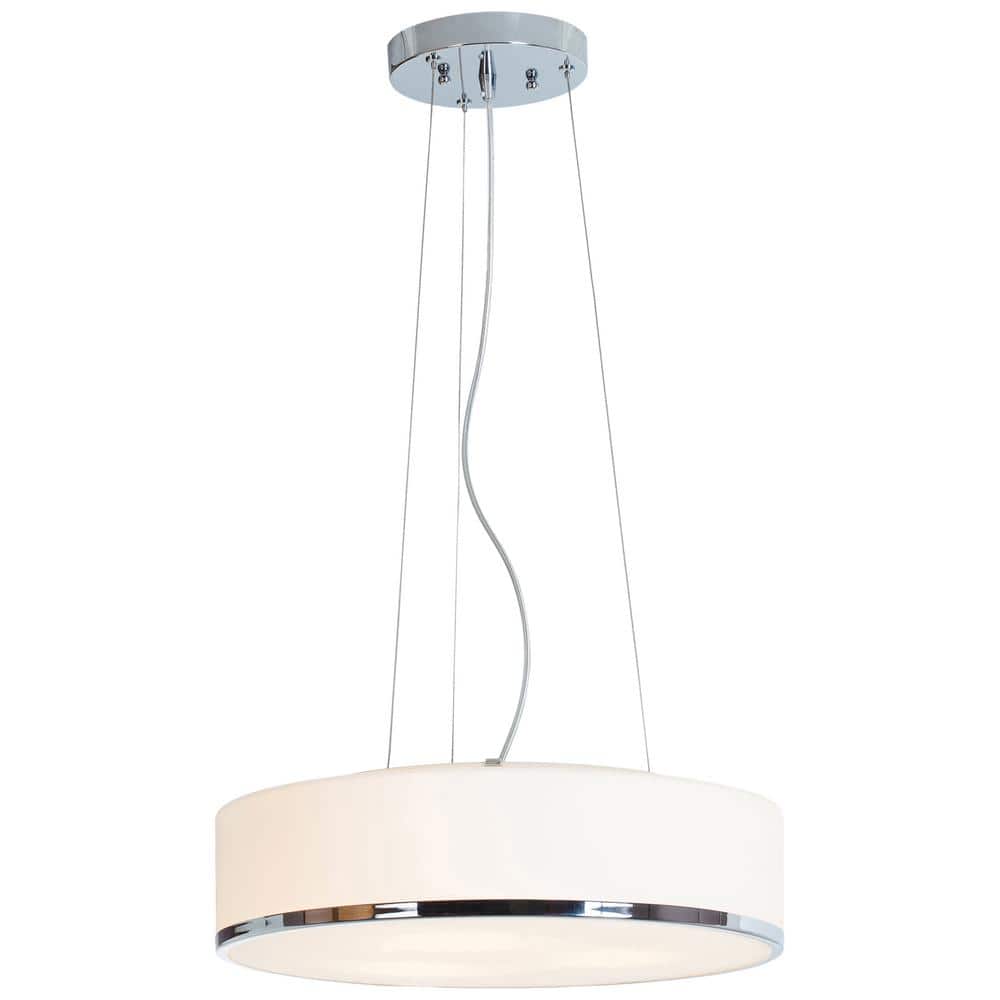 Aero 3-Light Chrome Shaded Pendant Light with Glass Shade