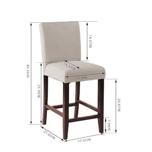 26 in. Banford Riverbed Beige Wood Upholstered Counter Stool with Back (Set of 2)