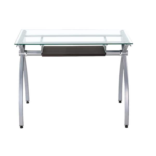 Wateday 22.5 in. Rectangular White Glass Computer Desk with Keyboard Tray