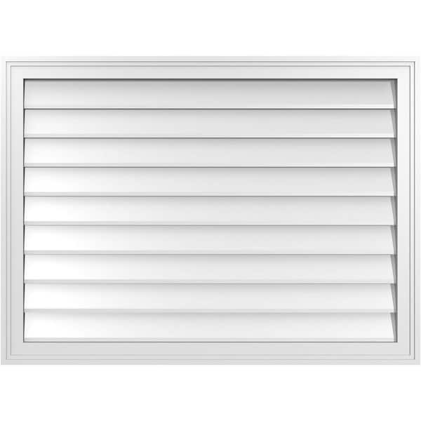 Ekena Millwork 38" x 28" Rectangular White PVC Paintable Gable Louver Vent Non-Functional