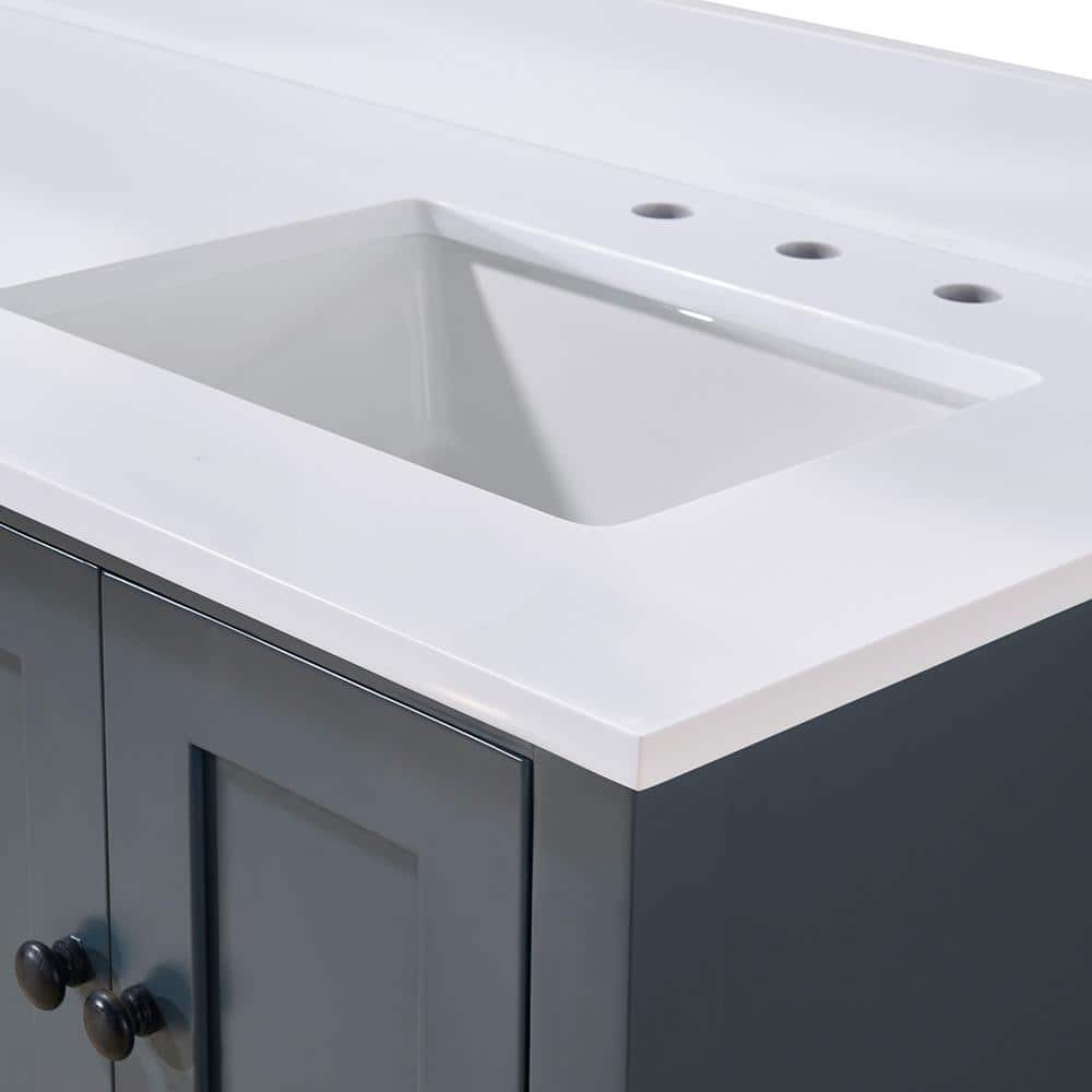 Snow White 61" Double Sink Composite Stone Vanity Top