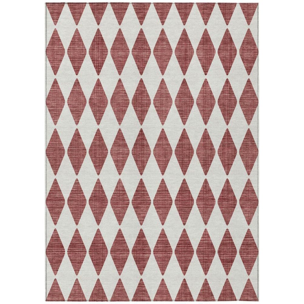 HomeRoots Burgundy 3 ft. x 5 ft. Woven Geometric Polyester Rectangle ...