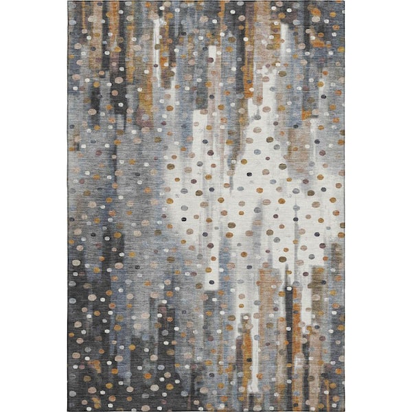 Mayfield Premium Machine Washable Abstract AMF2213 Gray 5 ft. x 7 ft. 6 in. Area Rug