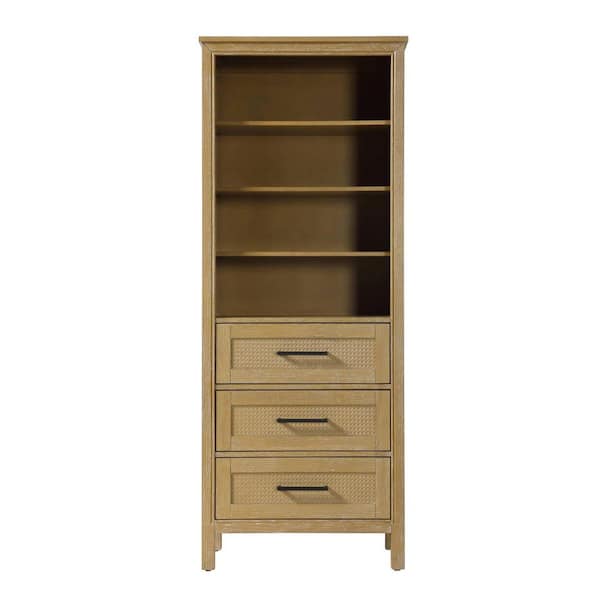 28 in. W x 18 in. D x 72 in. H Beige Freestanding Linen Cabinet