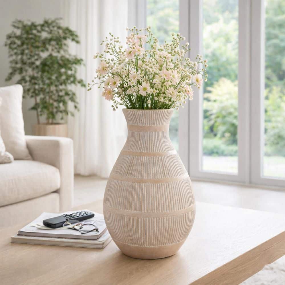 18.5 in. Ivory Terracotta Novelty Organic Lines Decorative Vase price history on PriceWatchPro