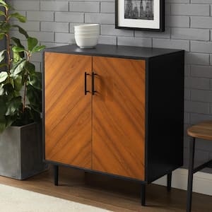 28 in. Solid Black Modern Bookmatch Accent Cabinet