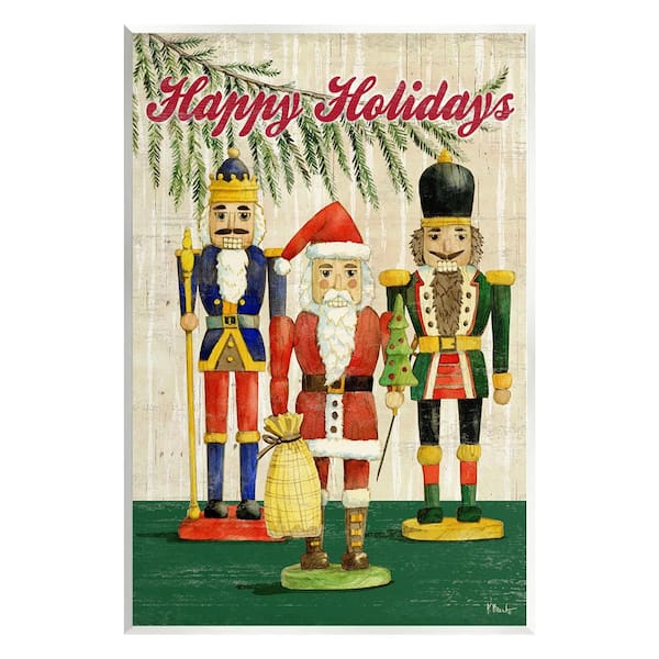 Stupell Industries Happy Holidays Nutcrackers by Paul Brent 1-Piece Unframed Graphic Print People Poster Art Print 19 in. x 13 in.