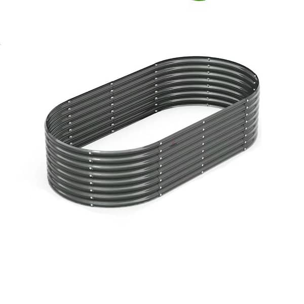 Cesicia 6 ft. x 3 ft. x 2 ft. Gray Metal Oval Above Ground Modular Planter Boxes