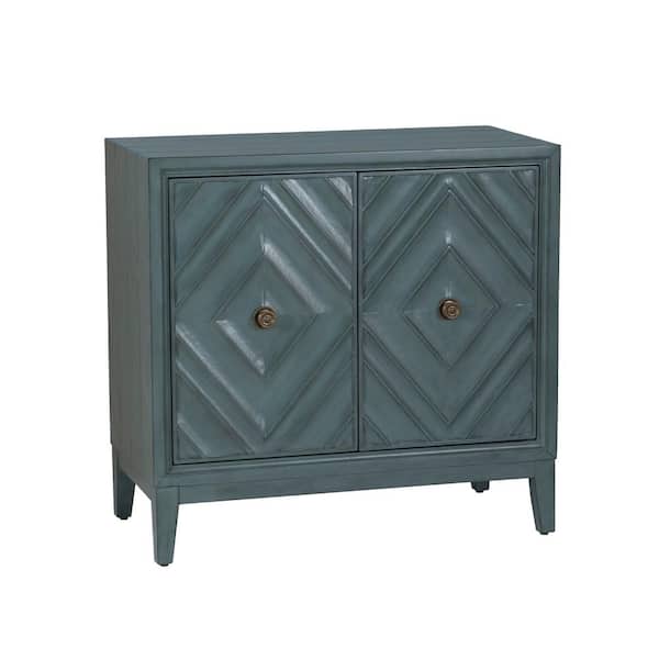 Jace Diamond 35 in. H x 36.5 in. W x 18 in. D Blue Wood Accent Storage Cabinet