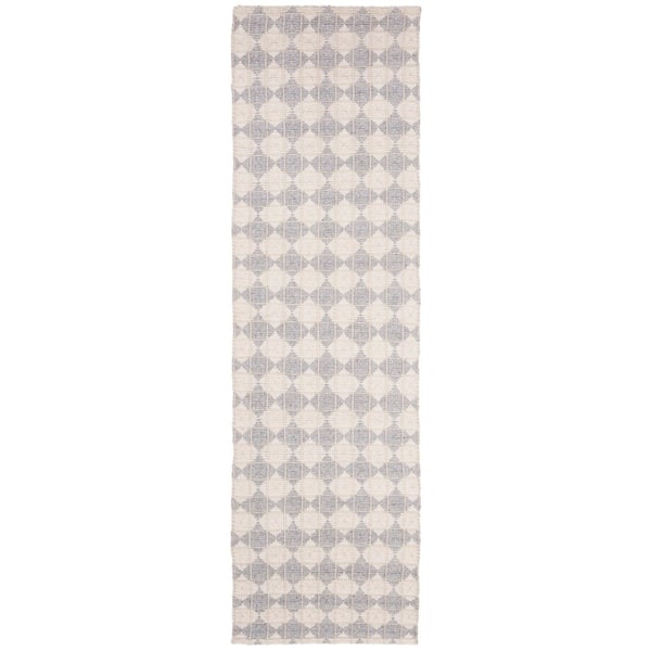 Natura 2 ft. x 8 ft. Silver/Ivory Geometric Multi-Diamonds Runner Rug
