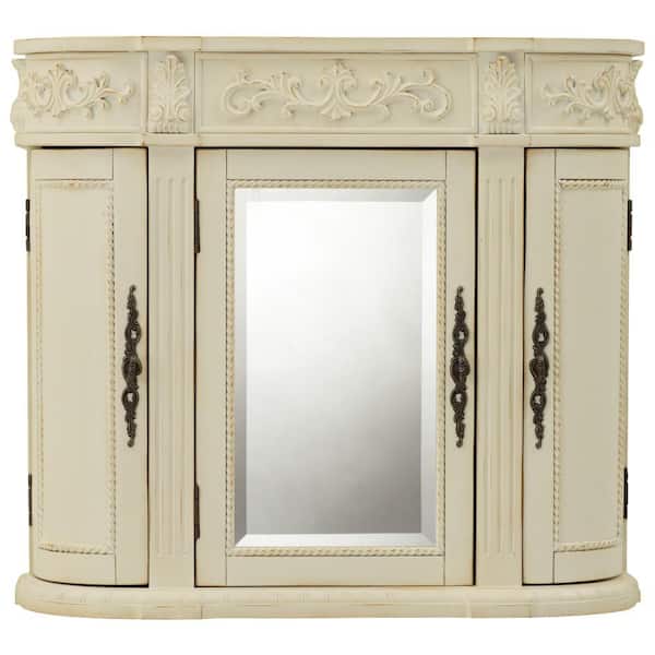 Home Decorators Collection Chelsea 31-1/2 in. W Bathroom Storage Wall Cabinet with Mirror in Antique White
