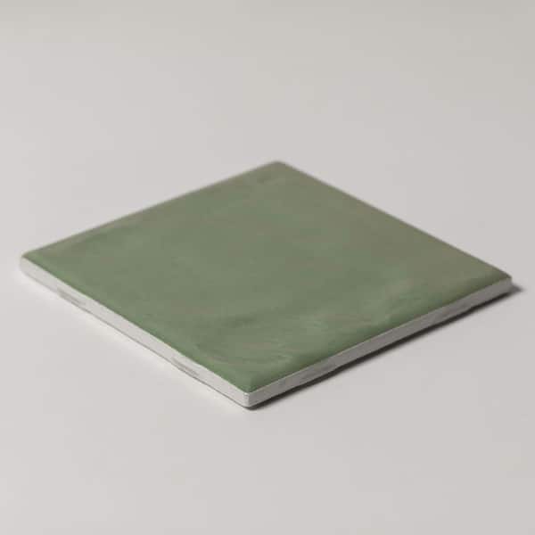 Harvest 4 in. x 4 in. Greens Gloss Glazed Ceramic Wall Tile Sample
