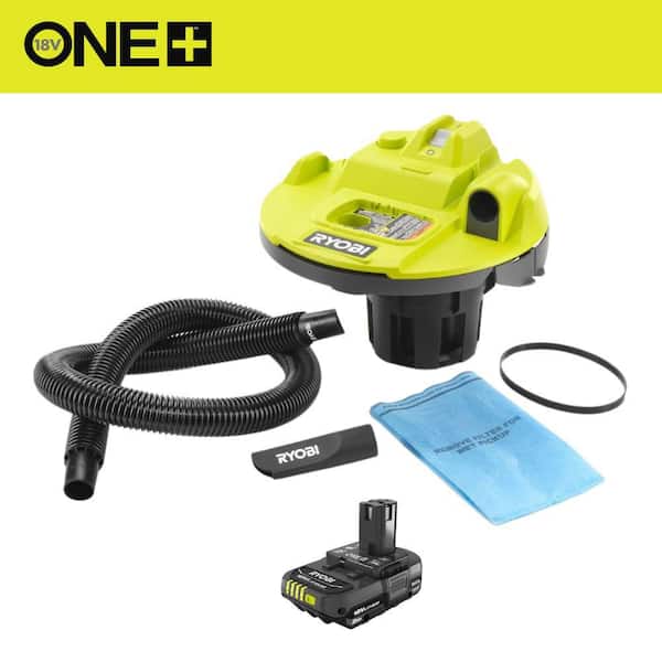 ONE+ 18V Cordless 5 Gal. Bucket Top Wet/Dry Vacuum with Hose, Crevice Tool, and FREE ONE+ 18V 2.0 Ah Lithium-Ion Battery