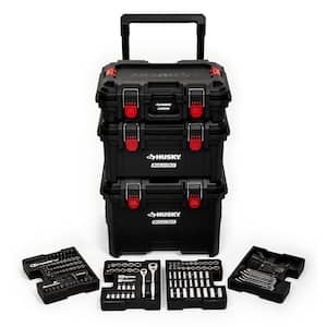 1/4 in., 3/8 in., and 1/2 in. Drive Mechanics Tool Set with Build-Out Rolling System (270-Piece)