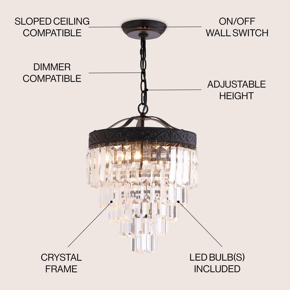Wyatt Classic 12" Bronze Crystal LED Chandelier