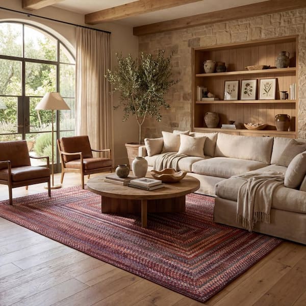 Navelle Bordered Washable Area Red 9 ft. x 12 ft. Indoor Area Rug