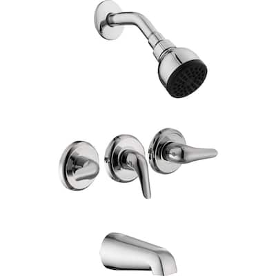 Aragon 3-Handle 1-Spray Tub and Shower Faucet in Chrome (Valve Included)