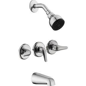 Aragon 3-Handle 1-Spray Tub and Shower Faucet in Polished Chrome (Valve Included)