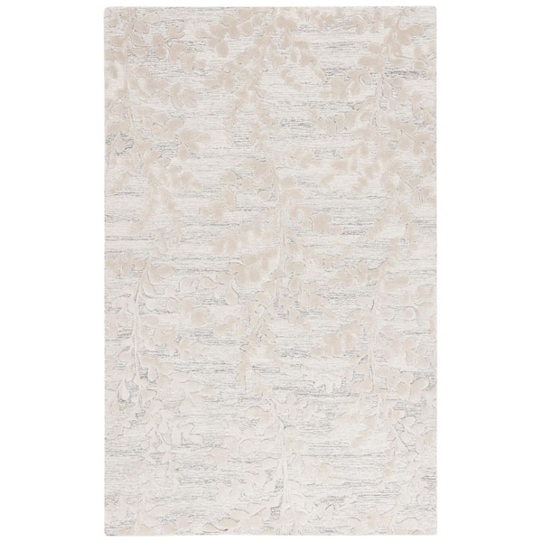 Glamour 3 ft. x 5 ft. Natural/Gray Solid Botanical Area Rug