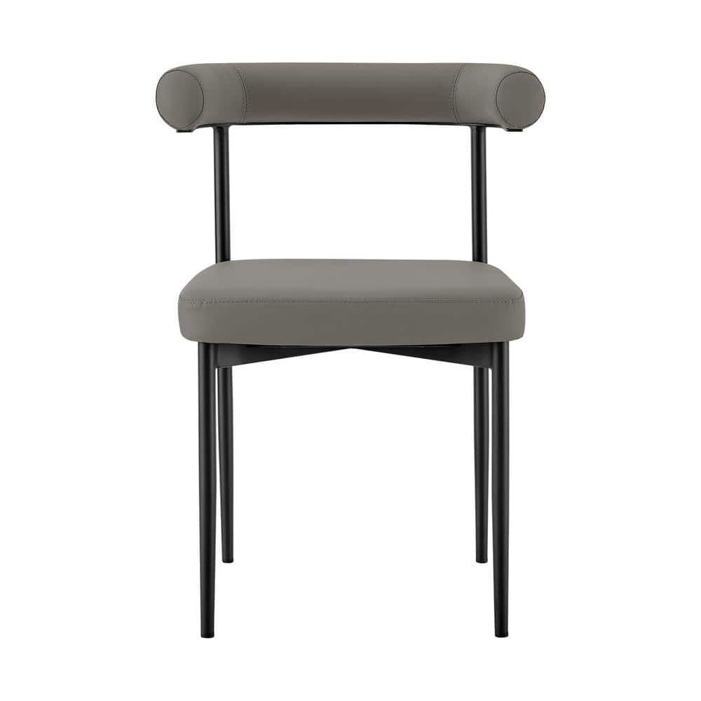 Shannon Gray Faux Leather and Metal Dining Chairs Set of 2