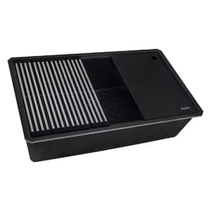 epiStage 33 in. Undermount Single Bowl Matte Black Granite Composite Workstation Kitchen Sink