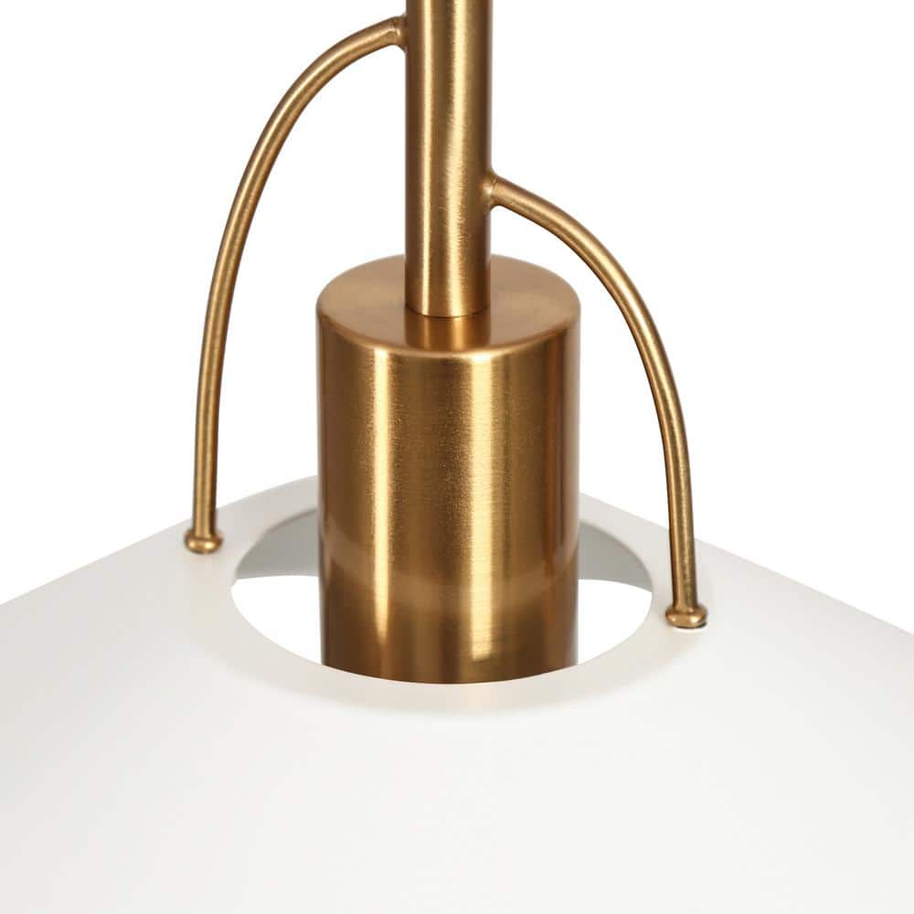 Raratienner White and Gold Metal Cone Pendant Light