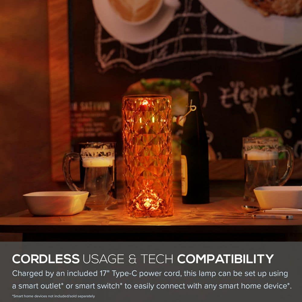 Clear Acrylic Cordless RGB Color-Changing Table Lamp