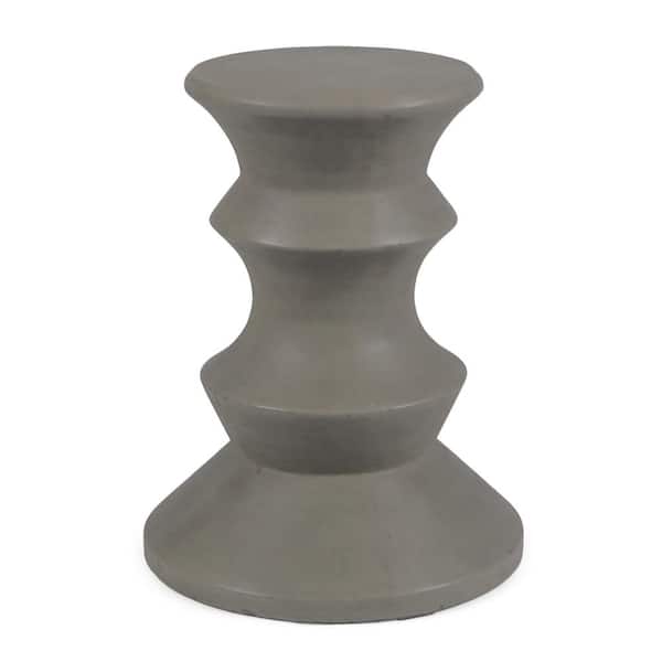Noble House Eureka Light Grey Stone Outdoor Side Table
