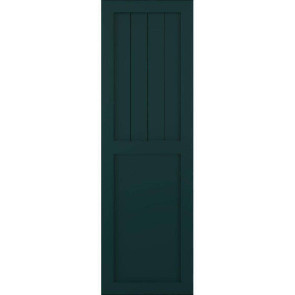 12 in. x 40 in. True Fit PVC Farmhouse/Flat Panel Fixed Mount Board and Batten Shutters Pair in Thermal Green price history on PriceWatchPro